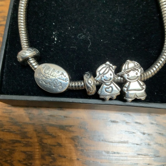 CONNECTIONS HALLMARK Stainless Steel Celebrate Life Bracelet with Charms 8 Inch - Picture 4 of 8